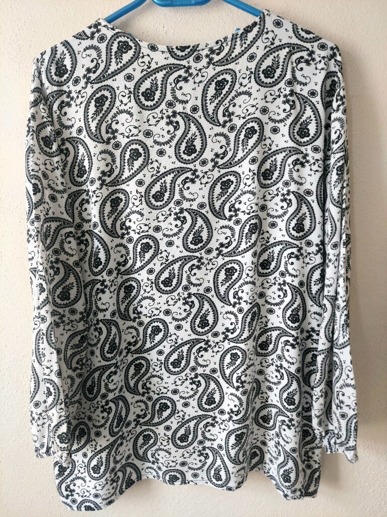 Bohem stil Şal desenli Viskon bluz - 4