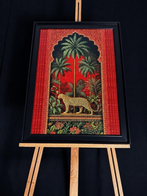 Leopar Oryantal Camlı Çerçeveli Tablo 48×67 cm