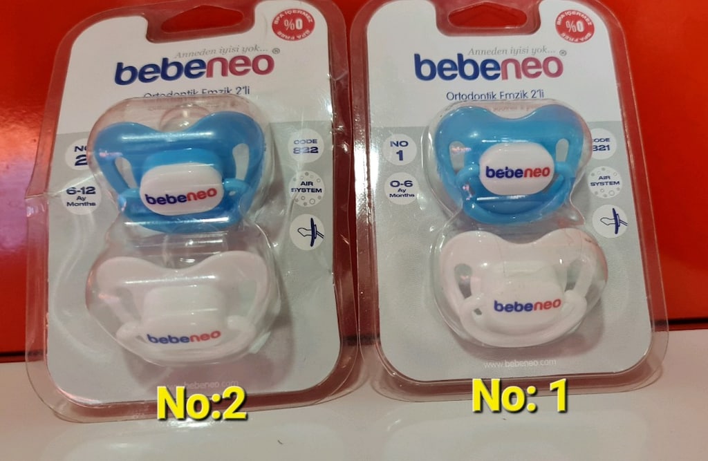 Bebeneo 0-6 ay ve 6-12 ay ve ikili Kapaklı Damaklı Ortodontik Emzik.