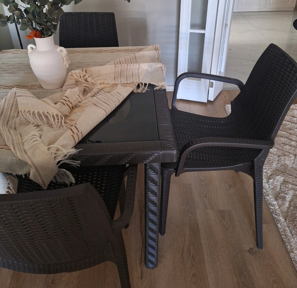 masa takımı rattan sert camlı kare masa - 3