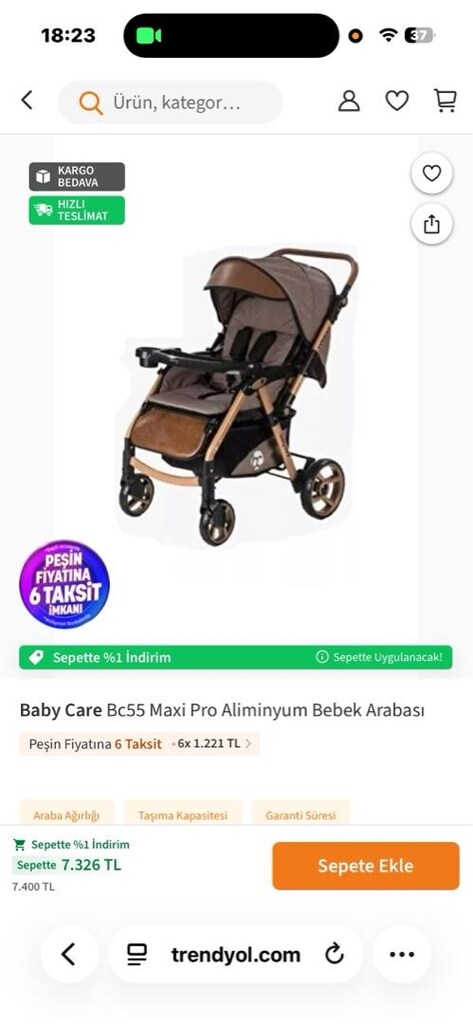 ACİL SATILIK BEBEK ARABASI BABY CARE BC55 MAXİ - 2