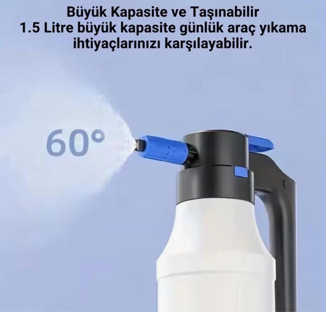 Şarjlı Otomatik 1.5 Litre Yüksek Basınçlı Araç Yıkama Köpük Püskürtücü
