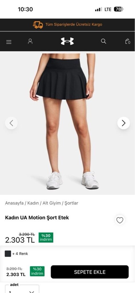under armour şortlu etek