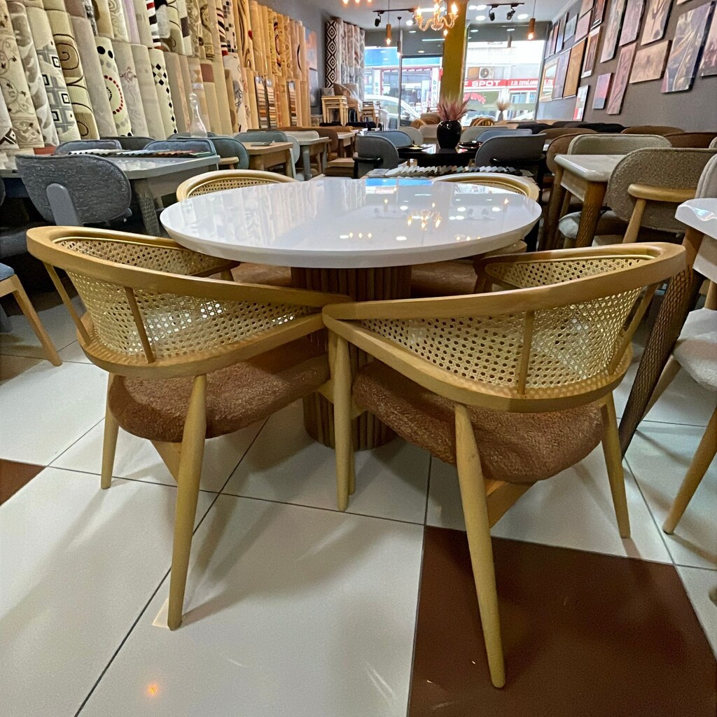 100 cm High Gloss Masa Takımı – 4 Gazel Sandalye - 2
