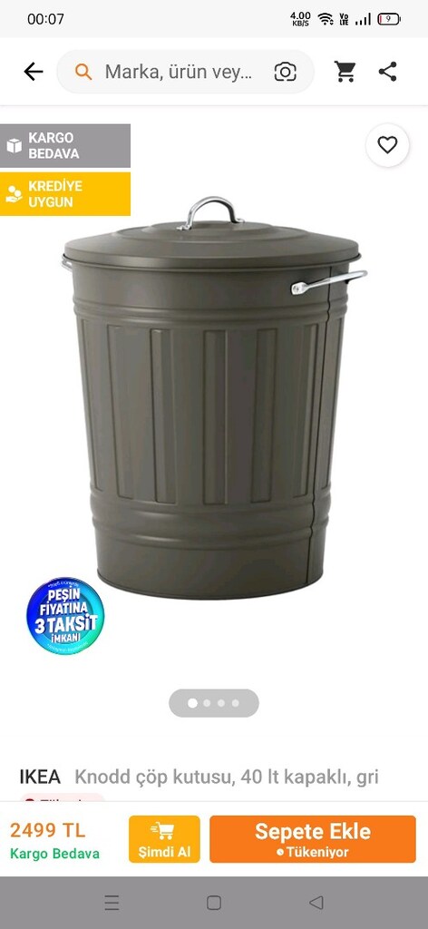 IKEA büyük boy metal çöp kovası - 4