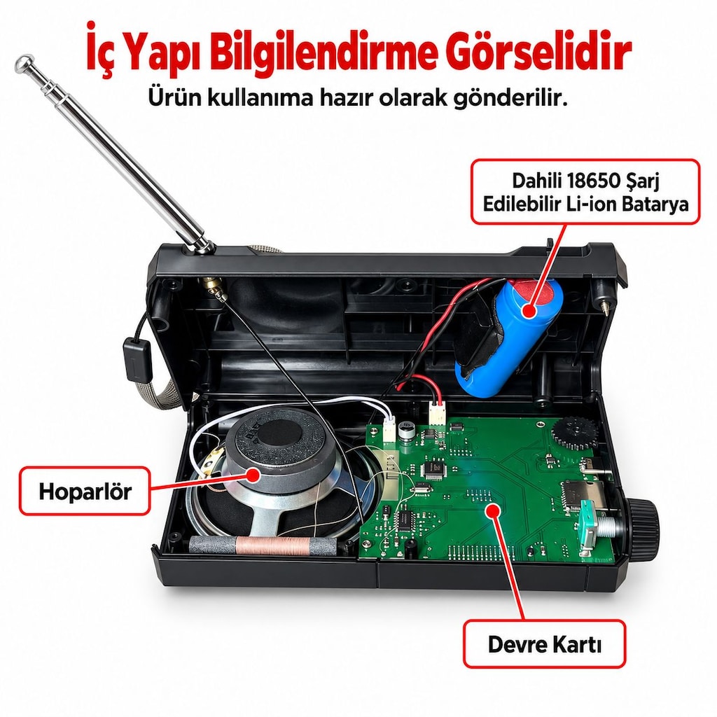Dijital Ekranlı 3 Bandlı Taşınabilir Radyo Bluetooth Hoparlör - 8