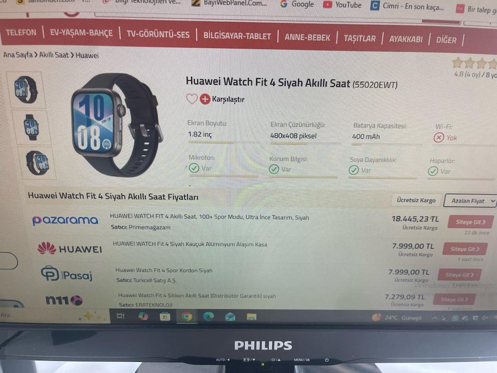 HUAWEİ WATCH FİT 4 KAPALI KUTU SİYAH RENK - 4
