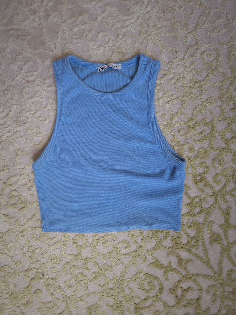 Zara Fitilli Mavi Racerback Crop Top