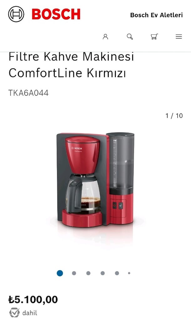 Bosch Filtre Kahve Makinesi ComfortLine Kırmızı - 3