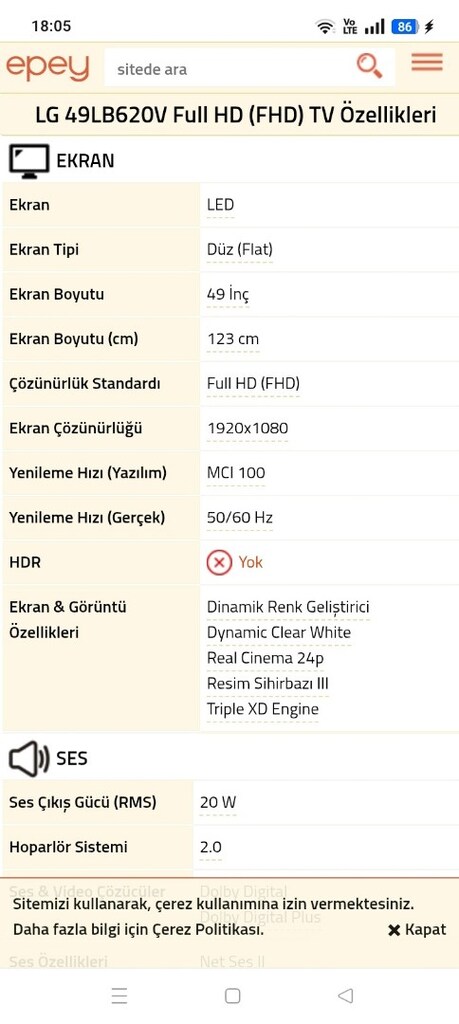 LG 49 LB620 V LED TV - 12