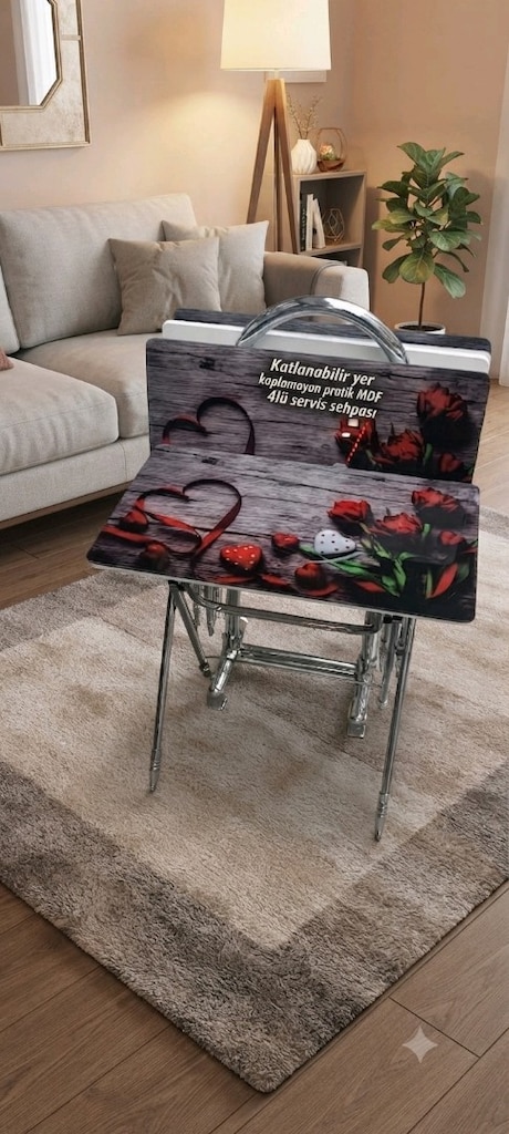 Sıfır mağazadan damperli camlı MDF 4lü çanta sehpa - 6