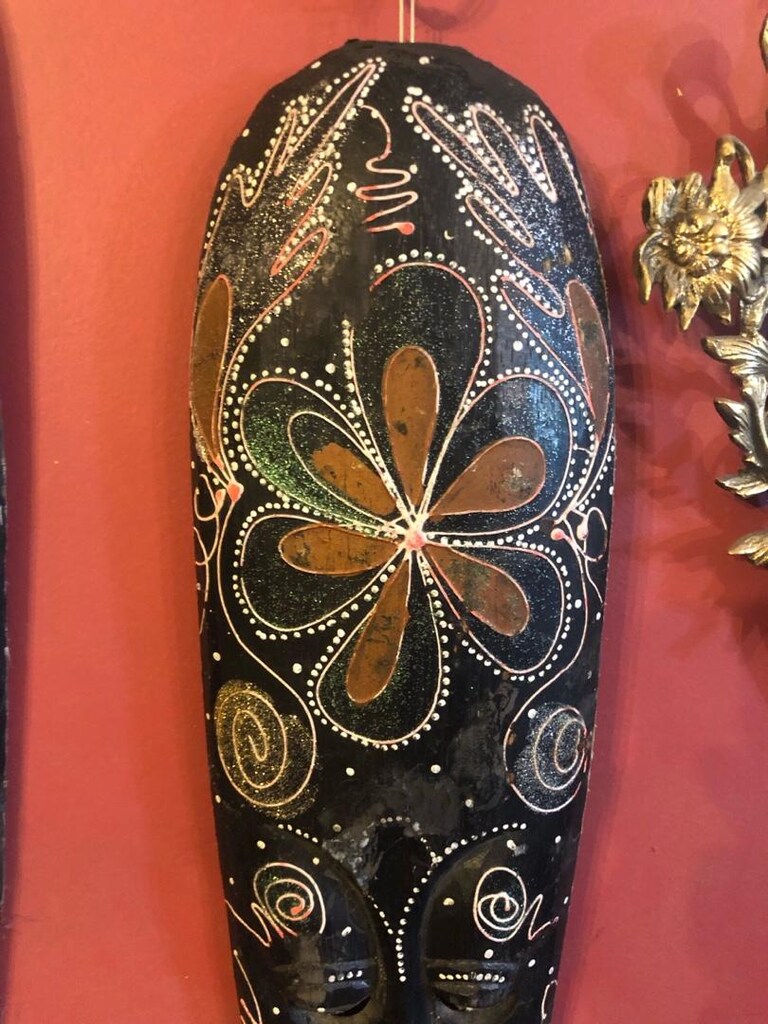 Dekoratif El Yapımı Oymalı Ahşap Mask, Duvar Süsü (2 Adet) - 5