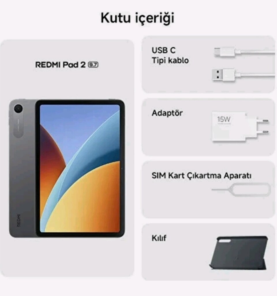 Redmi Pad 2 9.7 Kılıfı ile Birlikte 4gb +128GB Gri - 3