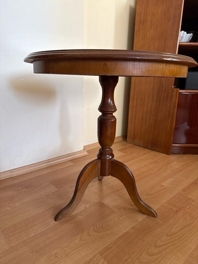 Vintage Klasik Ahşap Yuvarlak Fiskos Sehpa - 4