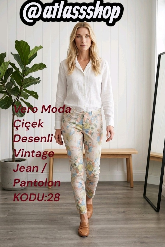 #Vero #Moda #Çiçek #Desenli #Vintage #Jean / #Pantolon KODU:28 #atlass