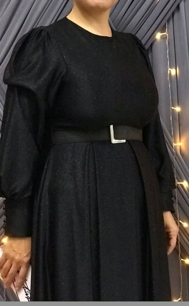 siyah Simli elbise - 2