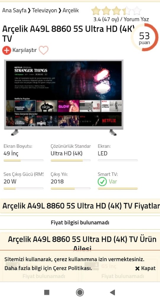 TV 124 ekran Arçelik smart uydulu internetli - 3