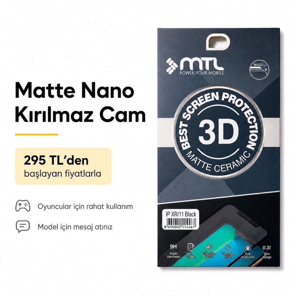Matte Nano Kırılmaz Cam Ekran Koruyucu-Oyuncular İçin Rahat Kullanım