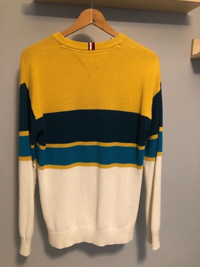 Tommy Hilfiger Renkli Çizgili Bisiklet Yaka Triko Kazak