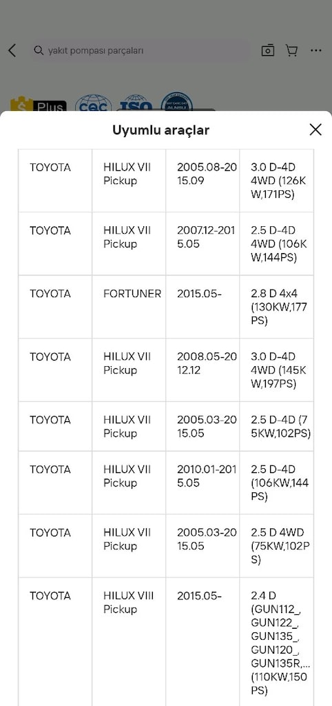 MİTSUBİSHİ L200-ISUZU-TOYOTA EURO 6 MAZOT OTOMATİK YAKIT FİLİTRESİ - 6