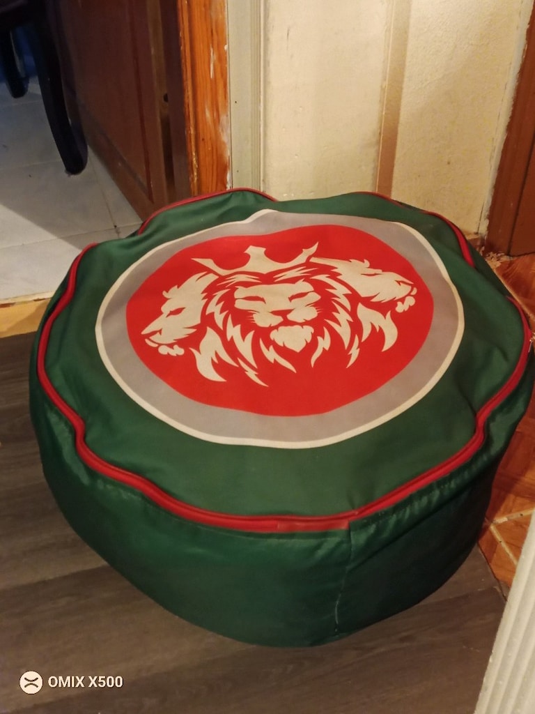 aslan lı yuvarlak armut puf minder - 5