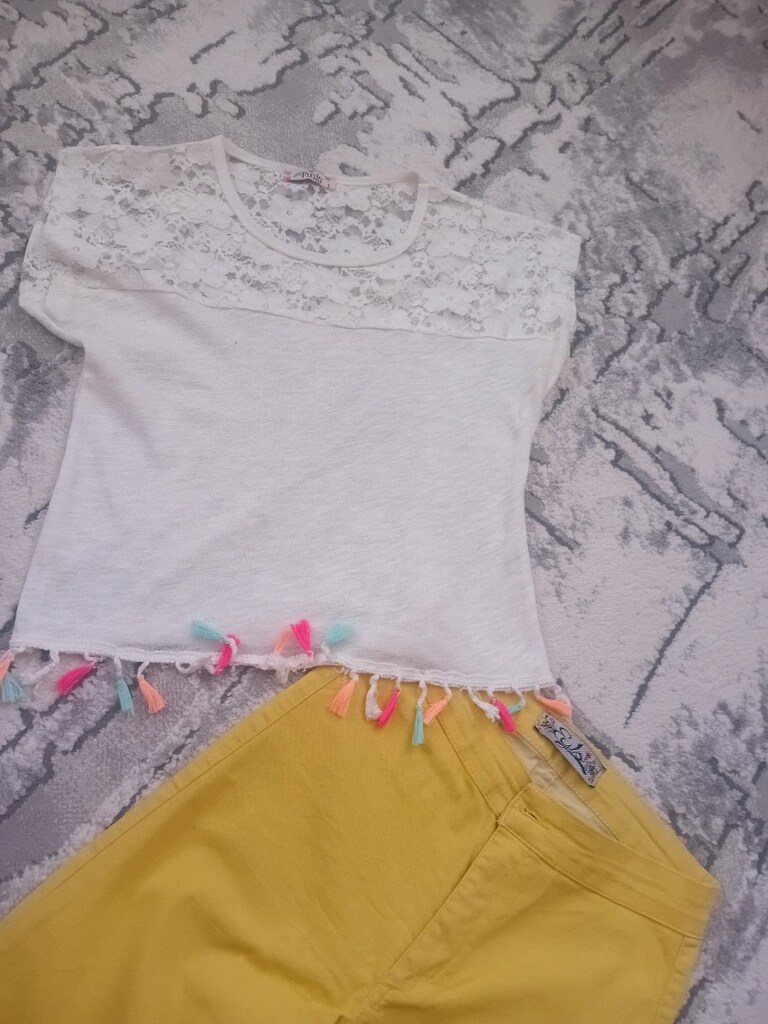 keten kot yuksel bel pantolon ve puskullu buluz - 5
