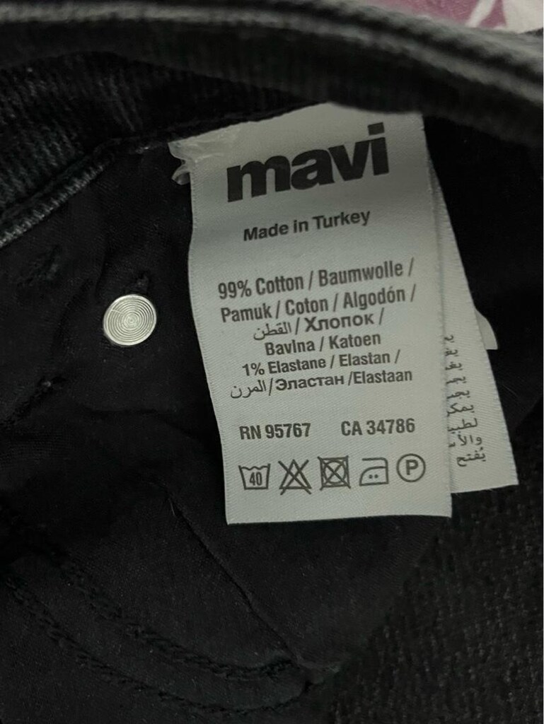 Mavi markalı Siyah kot Pantolon - 7