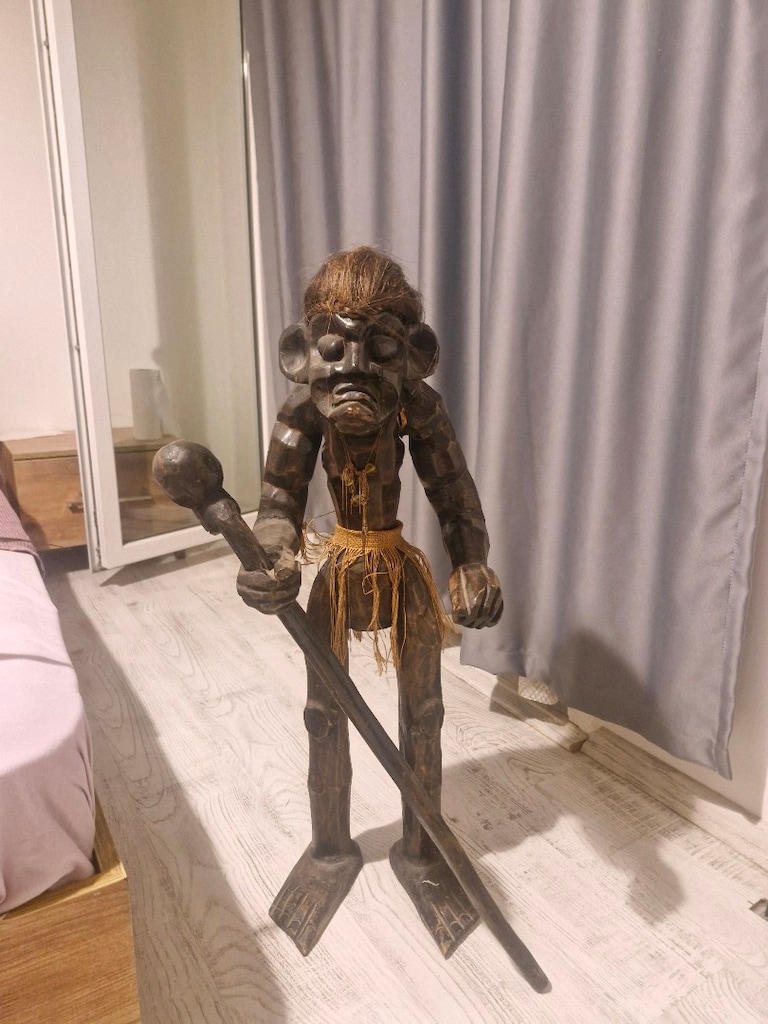 90 cm El Yapımı Ahşap Afrika Figürü – Dekoratif Koleksiyonluk Heykel - 3