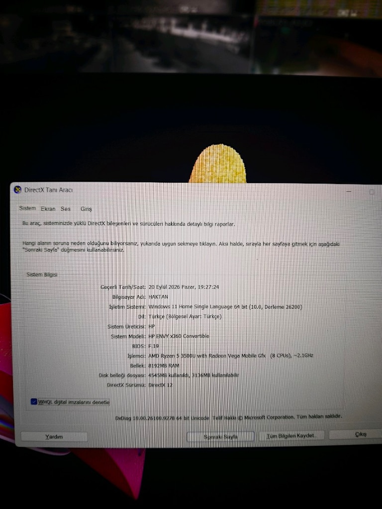 HP Envy x360 Convertible Ryzen 5 3500U / 8 GB RAM / Vega 8 - 3