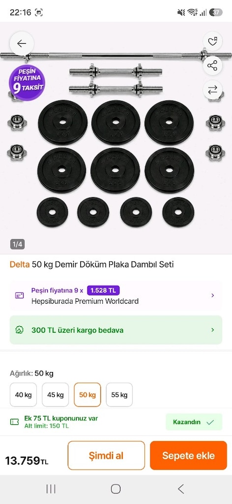Döküm 50 kg dambıl seti - 5