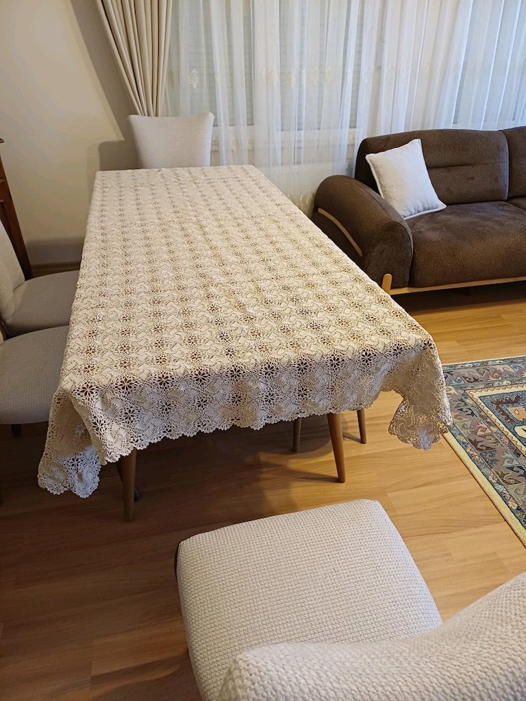 BEJ RENK DANTEL EL ÖRGÜSÜ MASA ÖRTÜSÜ - 4