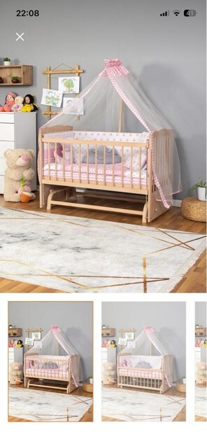 Ahşap sallanır bebek beşiği