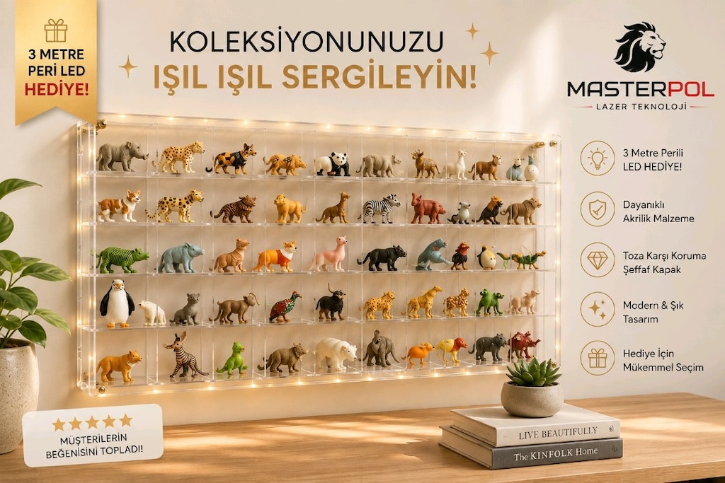 49lu Şeffaf 1/64 ölçekli Kapaklı koleksiyon araba rafı araç standi ser - 19