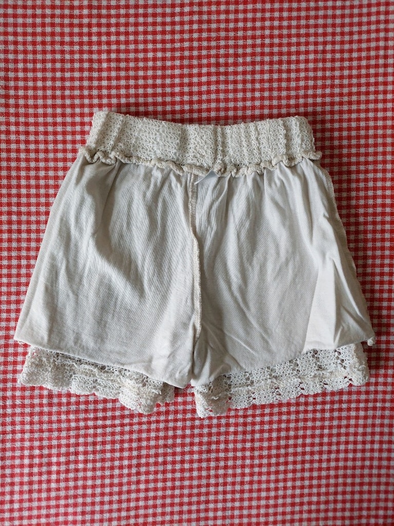 Zara Kids ajurlu/tığ işi örgü model ekru şort - 3