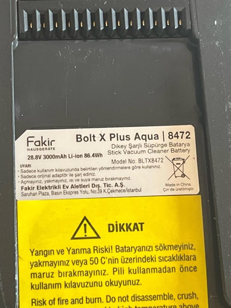 Fakir Bolt X Plus 8472 Dikey Süpürge Motoru ve Bataryası - 12