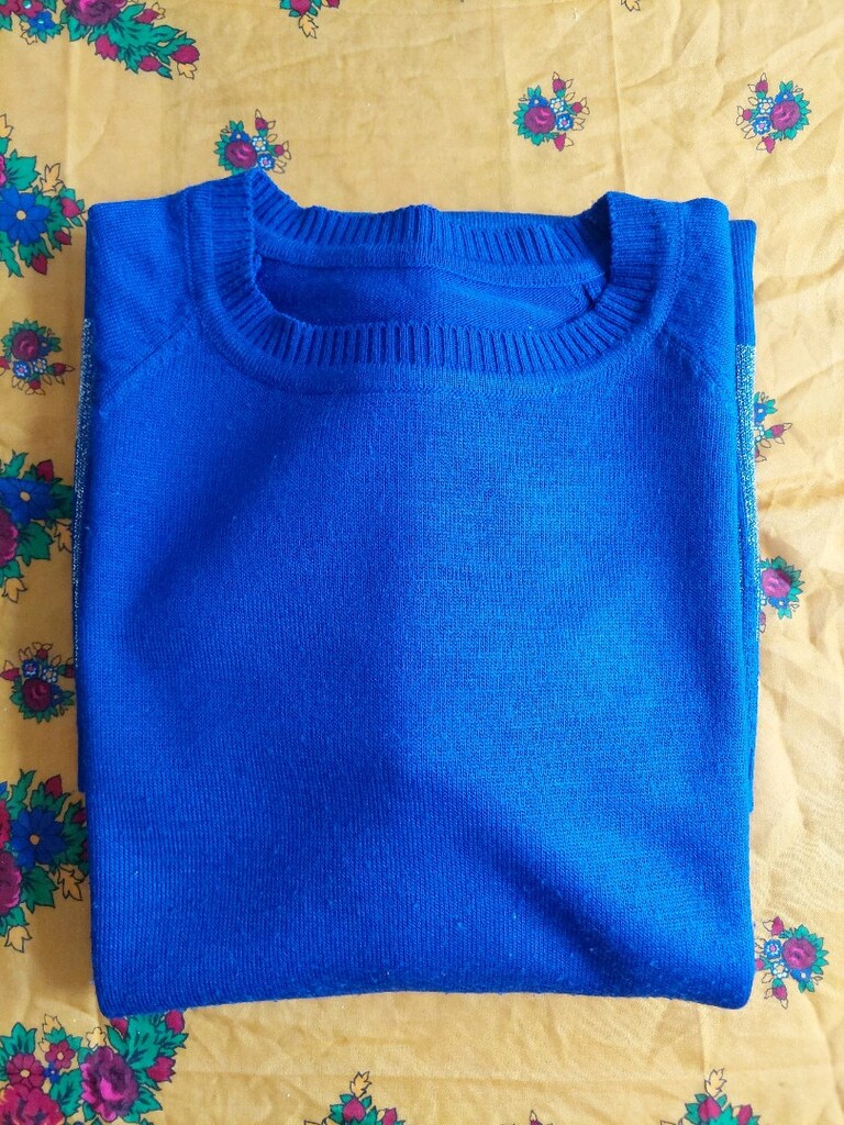 Bayan Saks mavi Desenli Kazak & tunik - 8