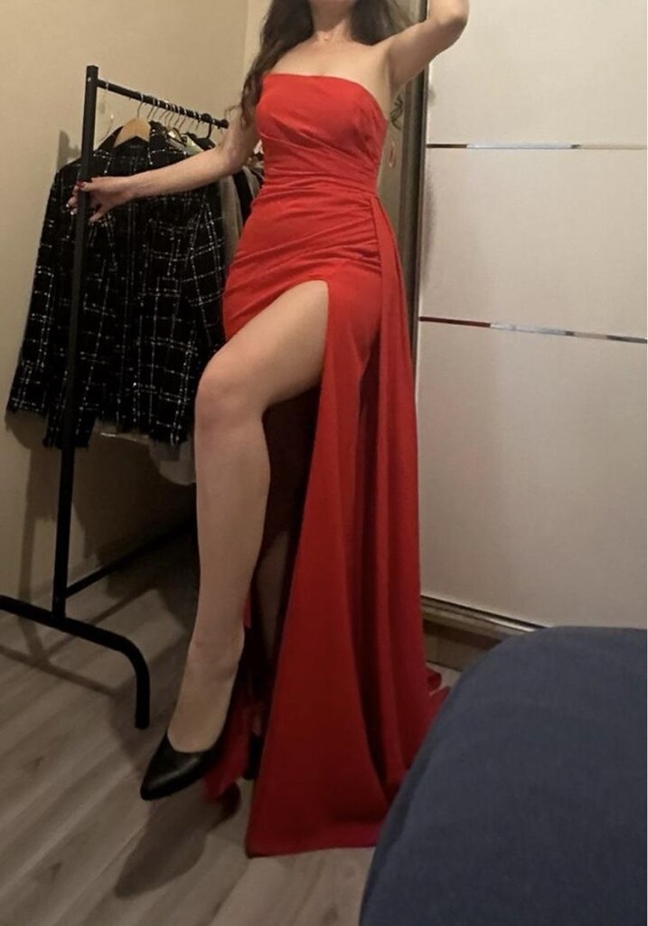 nar çiçeği yırtmaçlı abiye - 3