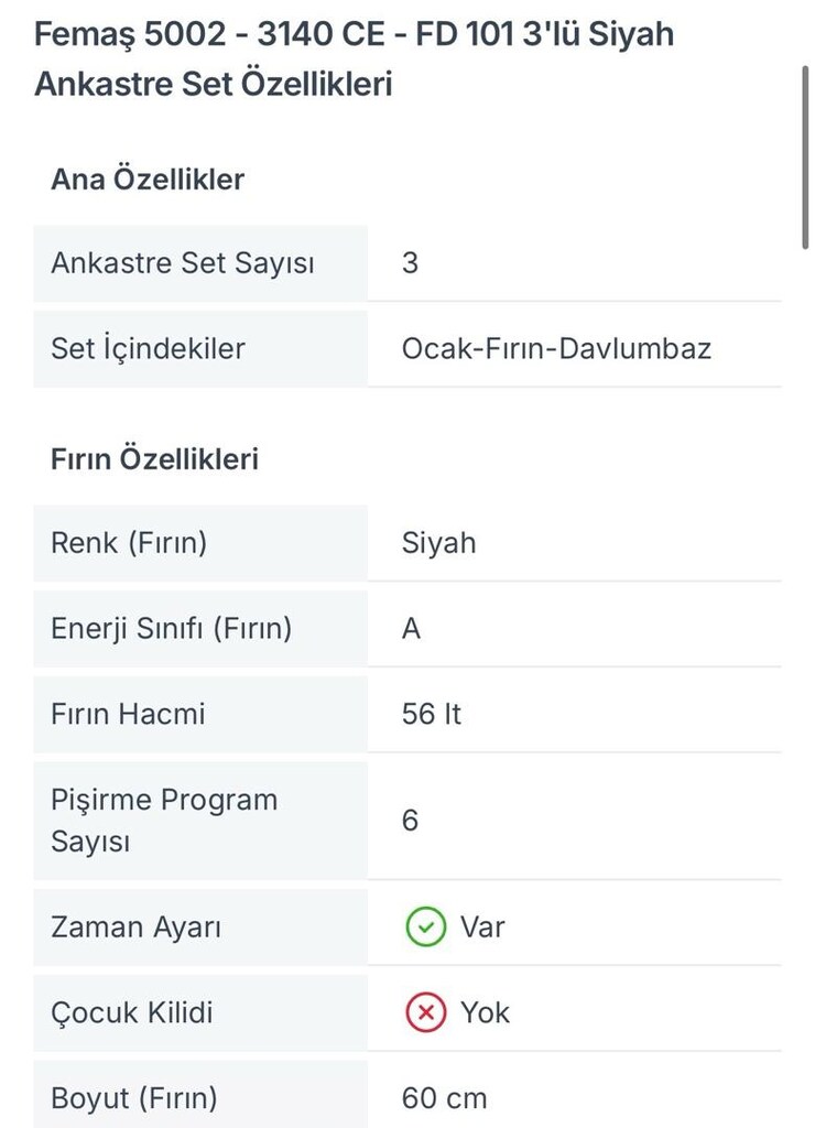 Femaş ( Ferre ) Ankastre set - 2