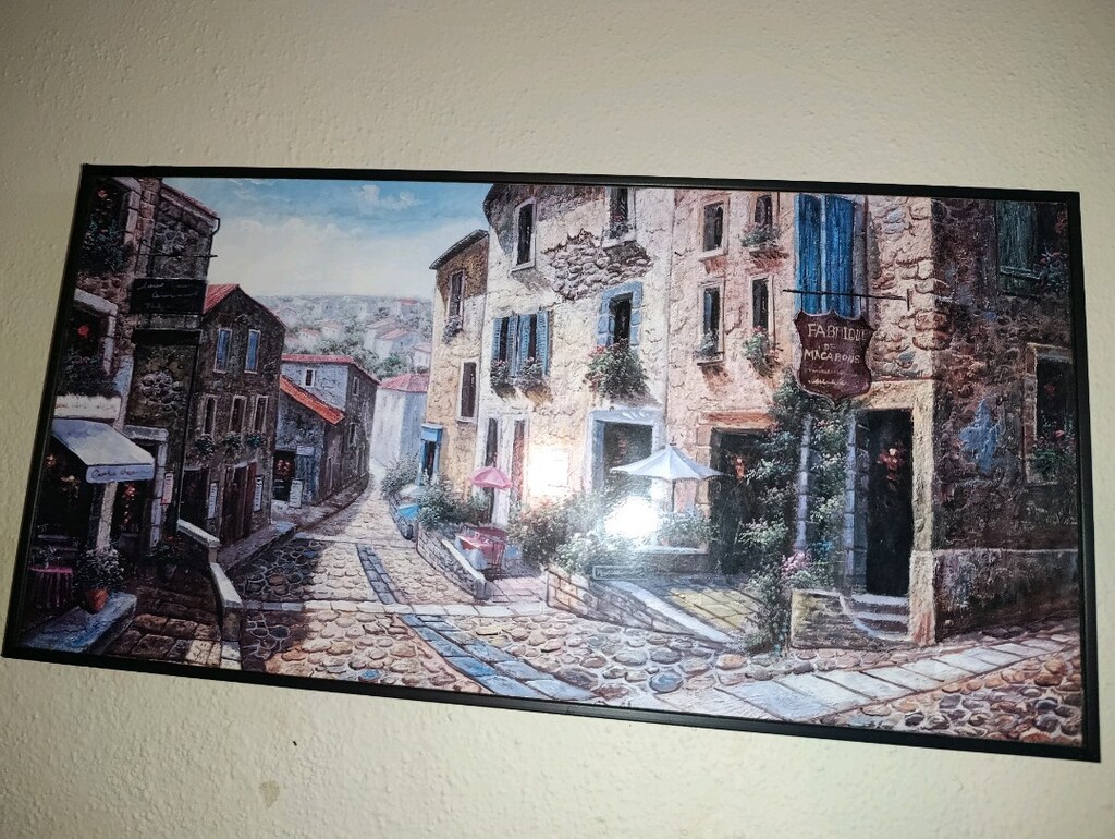 Çerçeveli Bristol Tablo / Poster - Fransız Sokak Manzaralı (30x60 cm) - 9