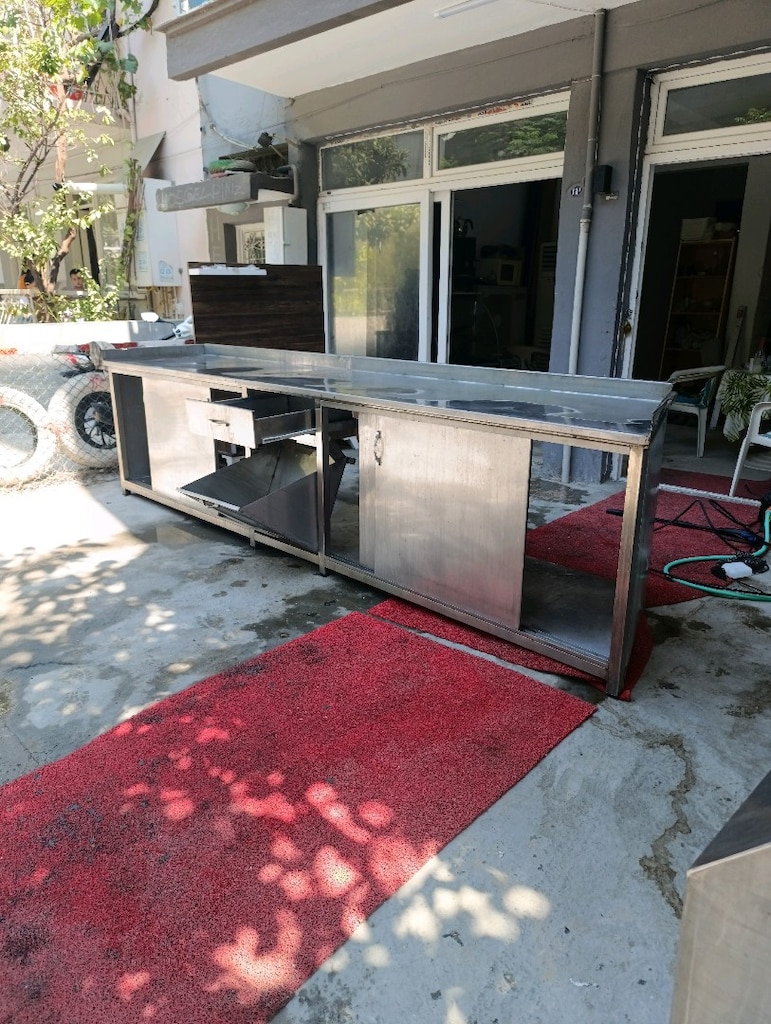 3.5m krom tezgah krom çalışma tezgahı çalışma bankosu raflı kapaklı - 5