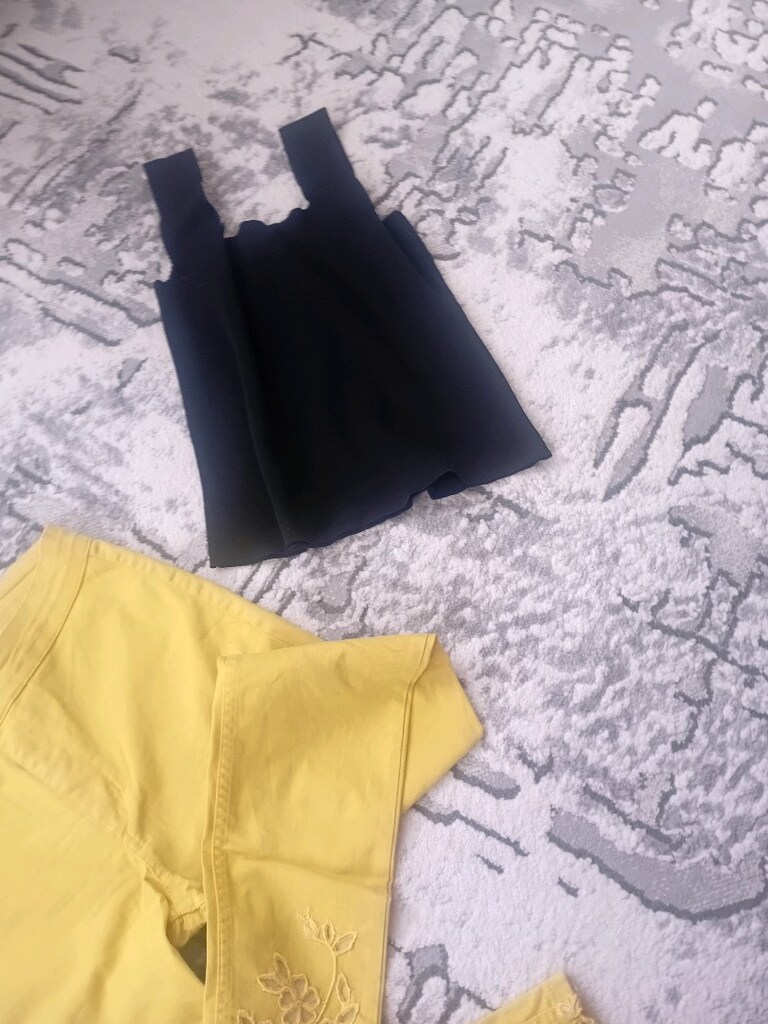 keten kot yuksel bel pantolon ve puskullu buluz - 4