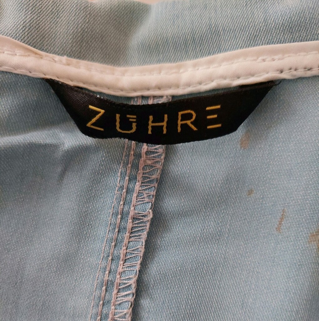ZÜHRE apoletli denim model mavi pardesü - 10
