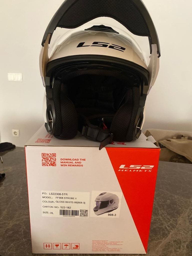 LS2 Strobe 2 Beyaz Çene Açılır Motosiklet Kaskı - 3