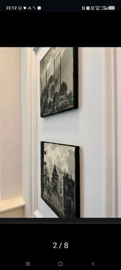 Ünlü Ressam Vagif Zeyd - İkili İstanbul Akrilik Tablo Seti (Orijinal) - 7