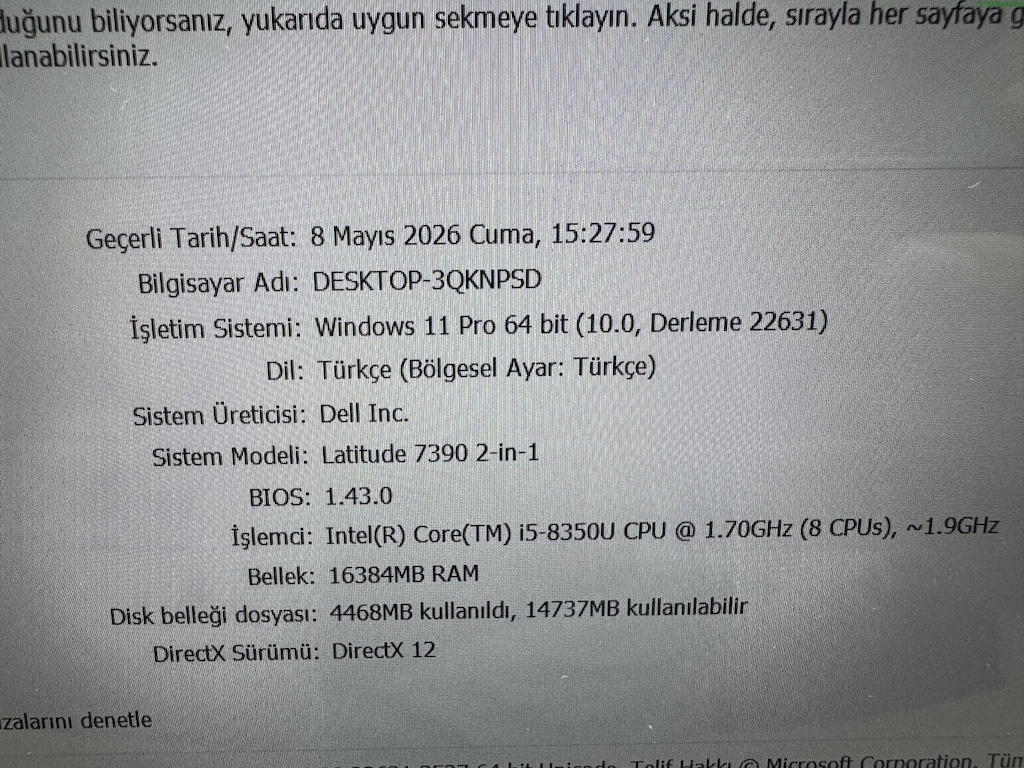 DELL İ5 8. NESİL 16 GB RAM 256 NVME DOKUNMATİK - 7