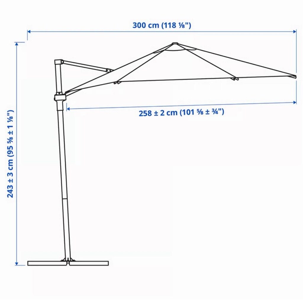 İKEA HÖGÖN Gri Veranda Şemsiyesi 270 cm (106 ¼ - 9