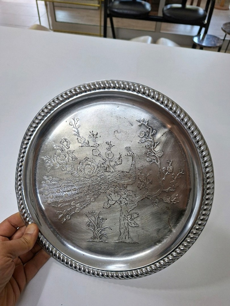 Vintage Tavus Kuşu İşlemeli Tepsi - 2