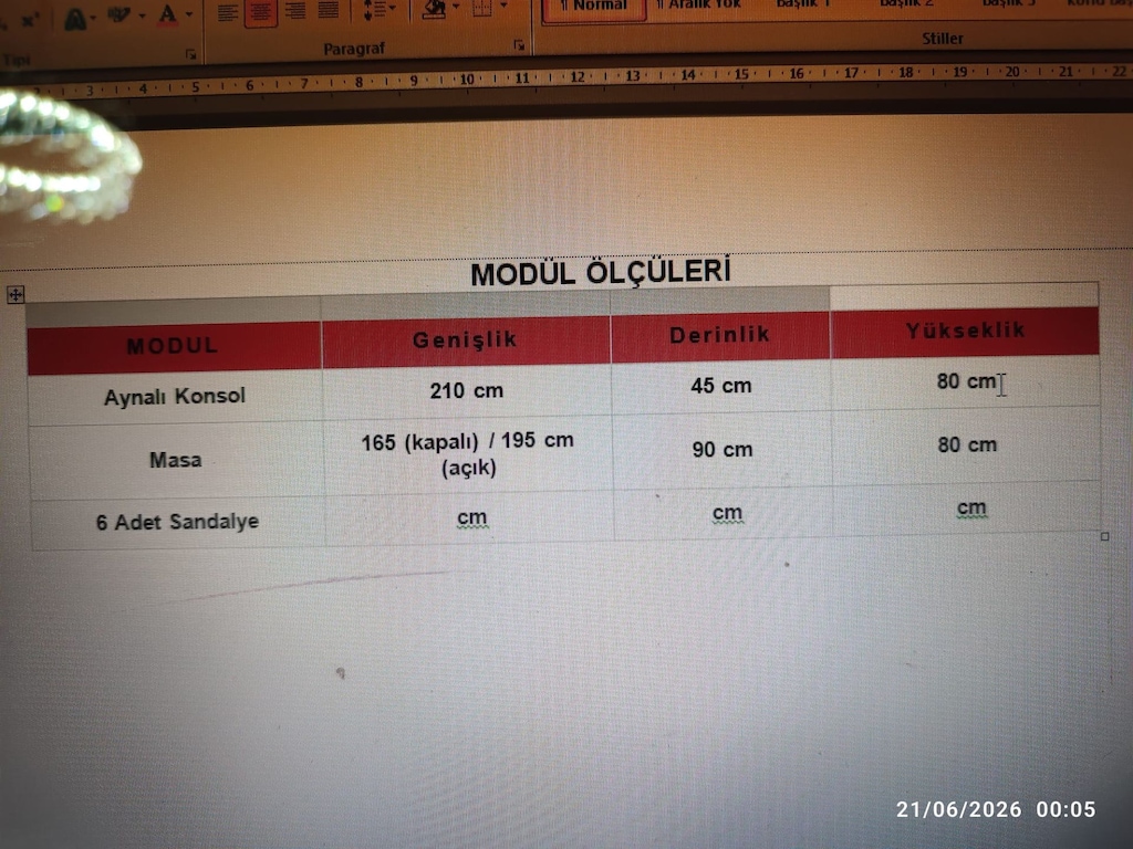 "0" Ayarında değil, "0" YEMEK ODASI TAKIMI - 6
