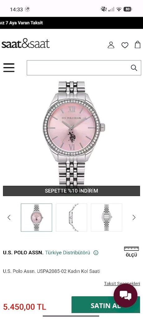 U.S. Polo Assn Kadın Kol Saati – Saat&Saat Garantili – Pembe Kadran
