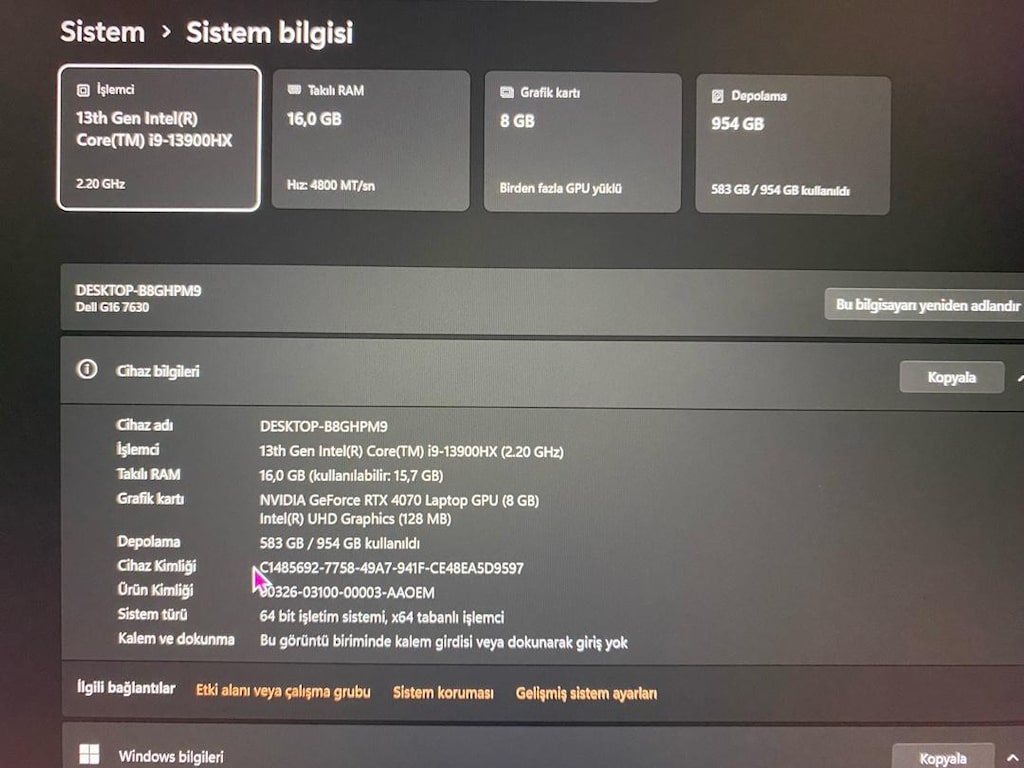 DeLL G16 7630 RTX 4070 - 3